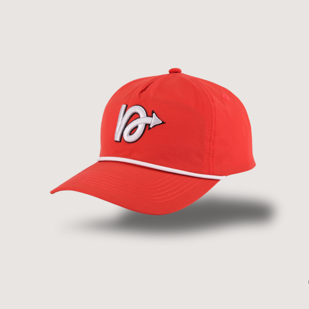 Blood Orange NVR5TOP String Hat – front view of bold unisex streetwear cap