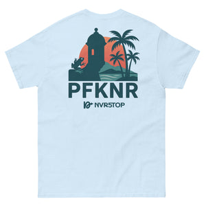 Back view of NVRSTOP Tee – structured cotton shirt with clean silhouette