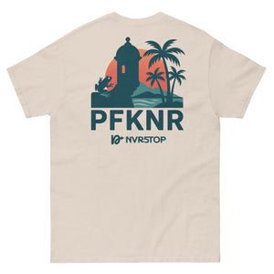 Back view of NVRSTOP Tee – structured cotton shirt with clean silhouette