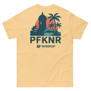 Back view of NVRSTOP Tee – structured cotton shirt with clean silhouette