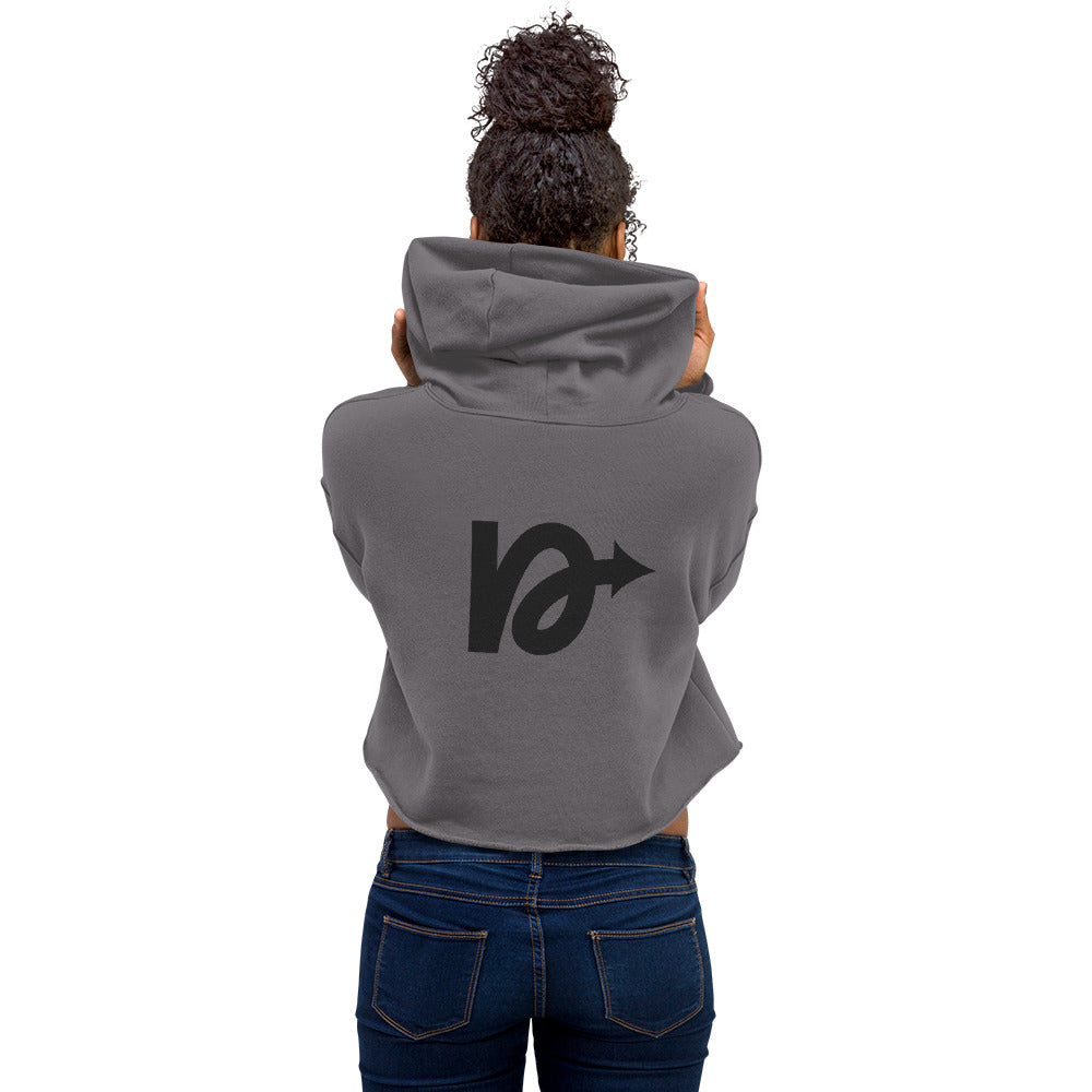 Model wearing NVR5TOP crop hoodie in urban setting – bold, island-inspired fashion